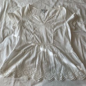 White eyelet baby doll top